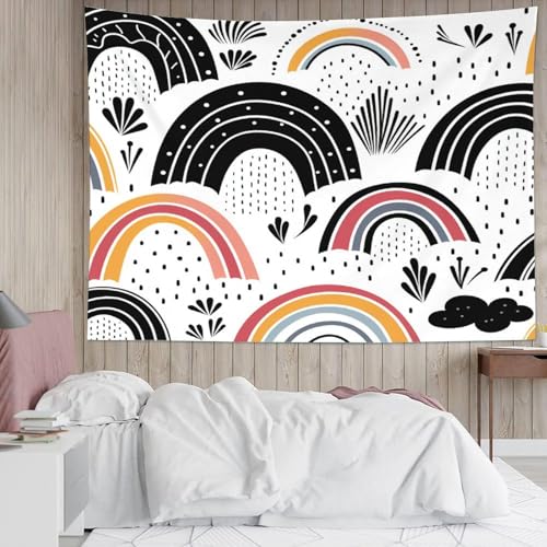 Tapisserie murale arc-en-ciel tissu grand format pour créer un coin lecture cosy
