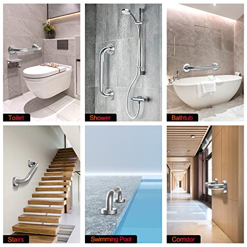 2 Pack 16 Inch Anti-Slip Shower Grab Bars,Sus304 Stainless Steel Grab Rails For Bathrooms,Knurled Shower Safety Hand Rail,Bathroom Grab Bar,Handicap Bar Elderly Pregnant Injury Assist Bath Handle #TOP7