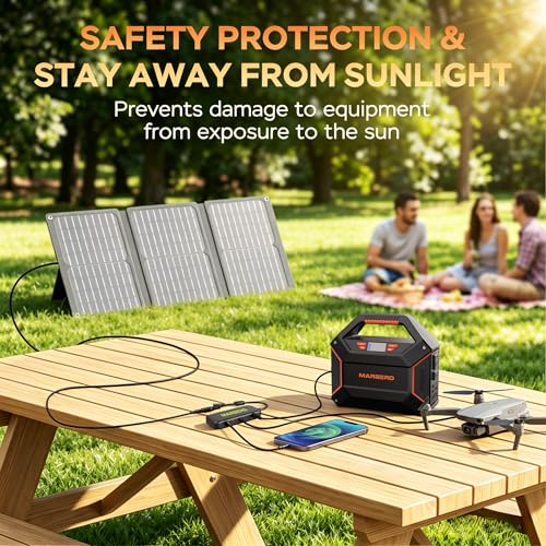 Image of MARBERO 155Wh Solar Generator with Solar Panel Included 30W Portable Power Station 100W 150W Surge Multi-Output Solar Powered Generator Ultra Lightweight for Camping Emergency Blackout