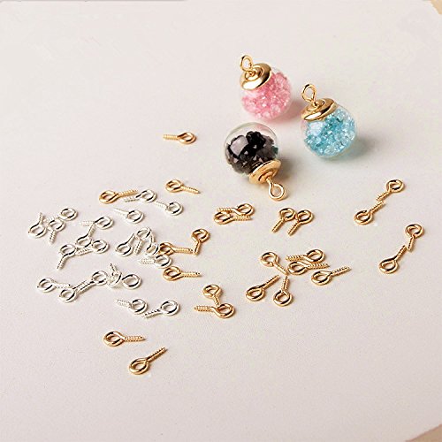 Pandahall 1Box/700Pcs 3 Colors Iron Screw Eye Pin Bail Peg Eye Lags Hooks For Half-Drilled Beads Clay Resin Charms Jewelry Pendants Making Golden & Silver & Platinum 8X4Mm & 10X4Mm #TOP7