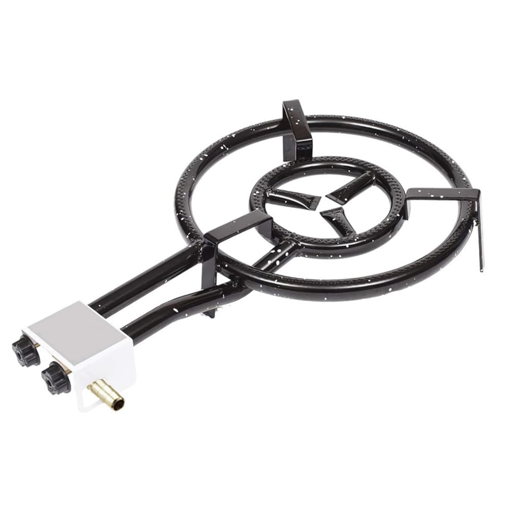 PALUPLUS Bruciatore a Gas per Padelle o Paellera a 2 Fuochi, Diametro 40 cm, Bruciatore in Acciaio Smaltato con Doppio Regolatore di Fiamma, Adatto per padelle da 30 a 60 cm, Potenza 11,4 Kw -4000F