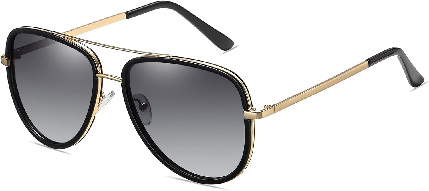 Polarized Aviator Sunglasses for Women Men Reinforced Metal Frame | Fashion Trendy pilot sun glasses, anti glare, UV400 protection, pressure-free fit, lightweight, for driving, beach