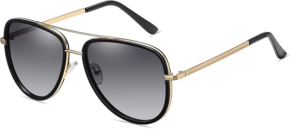 Polarized Aviator Sunglasses for Women Reinforced Metal Frame Trendy Pilot Sun Glasses for Driving Beach UV400