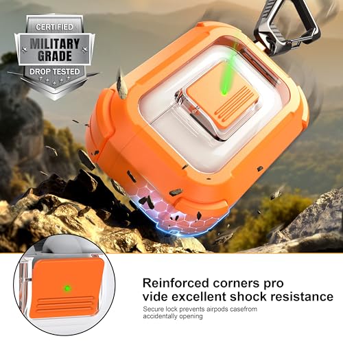 Image of RFUNGUANGO AirPods Pro 3 Case MagSafe Magnetic Automatic Lock, Orange