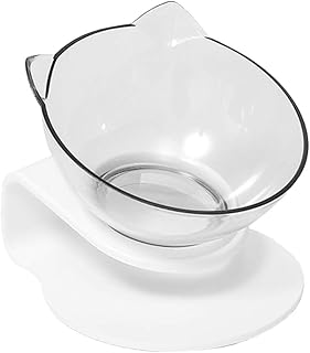 balacoo 1 Pc Tilting Clear Single Bowl Cat Bowl Puppy Water Dispenser Dog Travel Bowl Raised Elevated Cat Bowl Dog cat Water Bowl Small pet Water Dish pet cat White Plastic cat Food Bowl