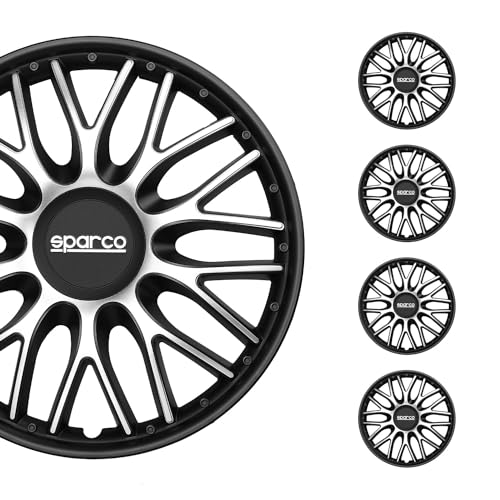 Sparco Spc1696Svbk Set Copricerchi 4 Pezzi Roma 16 Pollici Argento/Nero