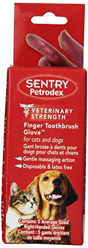 Petrodex Sentry 25 Count Finger Brush Gloves for Dogs and Cats, 5 of (5ct) Boxes