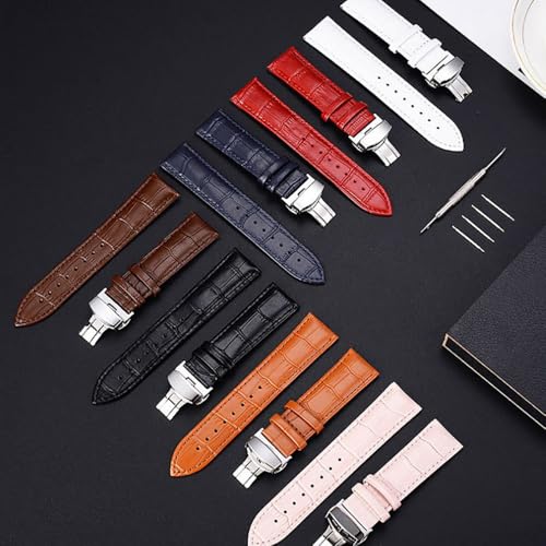 Bamboo Cowhide Wristband-20mm 22mm, Crocodile Pattern Business Faux Leather Wristband, Butterfly Buckle Soft Leather Belt,Holiday Gifts4