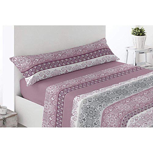Regalitostv 135 (TOPITOS Rosa) Juego SÁBANAS 3X Piezas PIRINEO Invierno (Grosor 120 g) Cama 135X190-200CM Bajera ELÁSTICA, ENCIMERA Y 1X Funda Almohada + Pack 3X Tobilleros (135_x_200_cmu00a0, Rosa)