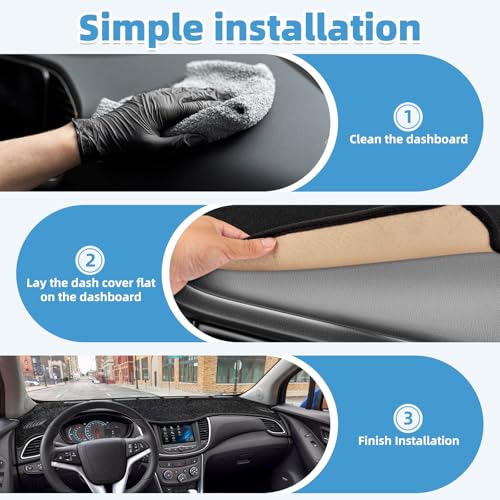 Image of Dash Cover Mat Compatible with Chevrolet Chevy Trax 2017-2022 Non-Slip Dashboard Cover Mat Sunshade UV Rays Protector Interior Accessories