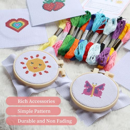 Cross Stitch Kits For Kids 8-15, Cross Stitch For Beginners, Includes 6 Embroidery Patterns, 2 Embroidery Loops, 12 Colorful Embroidery Threads, 6 Embroidery Needles, Embroidery Kit With Instructions - 5