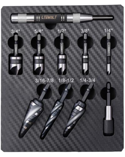 9 PCS M35 Cobalt 4‑Flute Step Drill Bits, Hex Unibit with Center Punch