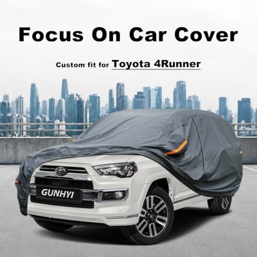 Image of GUNHYI Premium Car Cover Custom Fit Toyota 4Runner (1995-2026), 16 Layers Heavy Duty Car Cover Waterproof All Weather with Zipper Door for Sun Rain Snow Dust Uv Protection