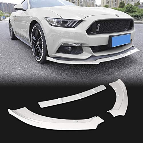 3PCS Front Bumper Lip Kit fit for compatible with 2015-2017 Ford Mustang, Sport-Style Splitter Trim Protection Spoiler, Air-Dam-Chin-Diffuser (Painted White)