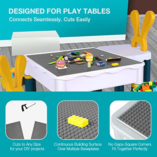 Image of Lekebaby 6 Pack Classic Baseplates 10 inch x 10 inch, Building Base Plates for Building Bricks, 100% Compatible with Major Brands and Activity Table-Baseplate, Sturdy & Safe, Age 3 and up Kids, Grey