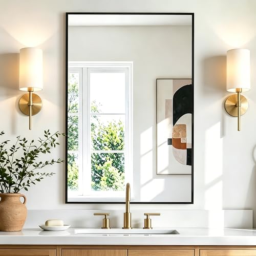 Rectangular 30x20 Black Framed Mirror