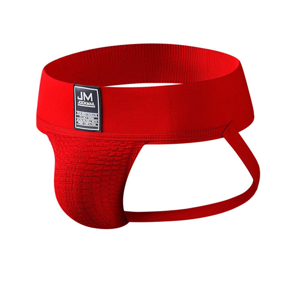 Jockmail Men's Red Jockstrap Underwear Fashion Briefs Underwear Sport Gym Jockstrap Athletic Supporter Underwear (Xl, )