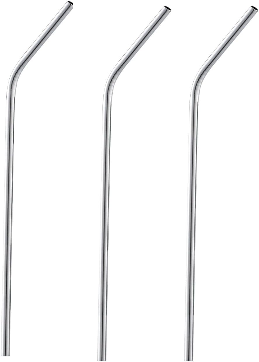 Metal Straws Set of 3, Reusable Stainless Steel Drinking Straws