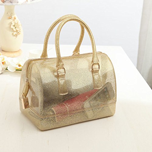 Image of Ladies Summer Jelly Pillow-shaped Top Handle Handbag Candy Color Transparent Crystal Purse