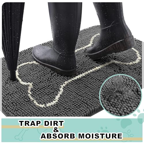 Tel Charme * 50x80 cm Fußmatte Für Den Innenbereich, Waschbare Schmutzabsorbierende Matte, Rutschfester Teppich für Hunde & Haushalt Maschinenwaschbar, Ideal für Schmutzige Schuhe und Pfoten