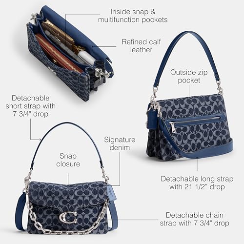 Coach Signature Denim Tabby Shoulder Bag with Chain, LH/Deep Blue Multi3
