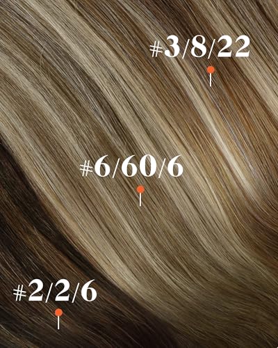 Image of Sunny Hair Clip in Hair Extensions Real Human Hair Light Brown Ombre 120g | Human Hair Clip in Extensions Brown Ombre Platinum Blonde Balayage Extra Body and Volume for Event Ready 14 Inch