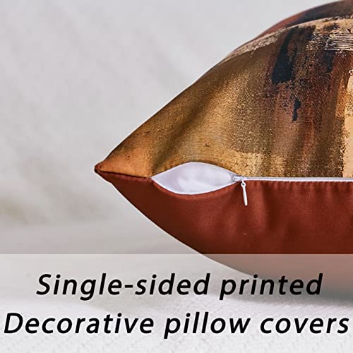 Burnt Orange Abstract Pillow Covers 18X18 Abstract Rust Art Painting Decorative Throw Pillowcase Modern Artwork Square Couch Cushion Cover For Living Room Sofa Accent Home Decor, Set Of 2 #TOP5
