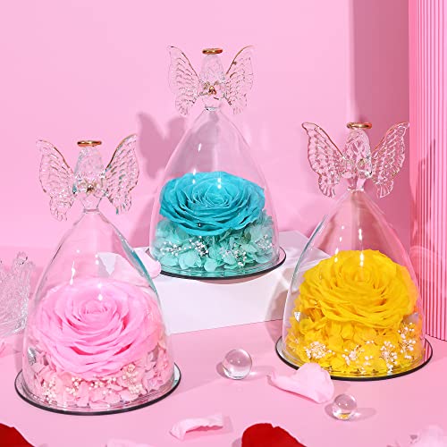 Mothers Day Rose Gift For Her, Preserved Real Flower Rose In Large Glass Angel Figurine, Angel Rose Gifts For Women, Rose Flowers Gift For Valentine Day Mothers Day Birthday (Tifany Blue) #TOP5