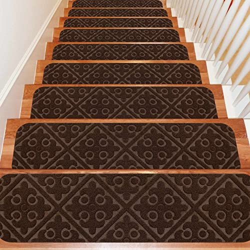 Seloom Upgraded Stair Treads Carpet Non-Slip Indoor Stair Runners For Wooden Steps, Stair Rugs For Elders, Kids And Dogs, Set Of 13 (8"×30", Brown, 13) #TOP21