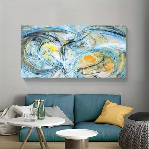 Impression sur toile abstraite salon moderne grand format 80x160 cm chic - 5
