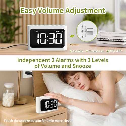 Digital Alarm Clock for Bedroom with 2 Alarms, Fully Dimmable Display, DST by Budsom - Used condition - Image 5