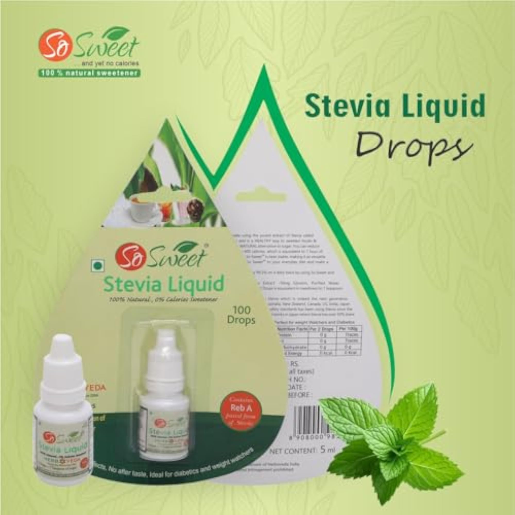 So Sweet Stevia Combo of 300 Tablets and 3 Liquid Drops