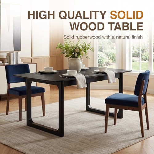 Image of DUOMAY 71 inch Extendable Wood Dining Table for 4-8, Modern Rectangular Kitchen Table with Heavy Duty Wooden Base, Farmhouse Dinner Table for Dining Living Room Home Restaurant, Black