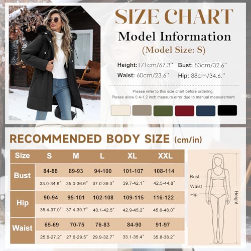RITOSTA Women's Long Winter Coats Ladies Quilted Jacket Zip up Fleece Lined Coat Thicken Padded Puffer Parka Longline Hoodies Padded Coats with Faux Fur Removable Hood for Outdoor Sport (Black,M) - Image 5