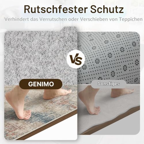 GENIMO Waschbar Läufer Flur Teppich 80x150 cm Kurzflor Braun – Ansicht 6