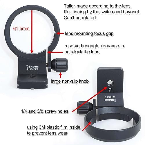 iShoot Anillo Adaptador para Montura de Trípode Soporte para Lente Compatible con Sony FE 24-240mm f/3.5-6.3 OSS, 24-70mm f/4 ZA OSS, 28-70mm f/3.5-5.6 OSS, 90mm f/2.8 Macro G OSS, 100mm f/2.8 STF GM OSS miniatura 4