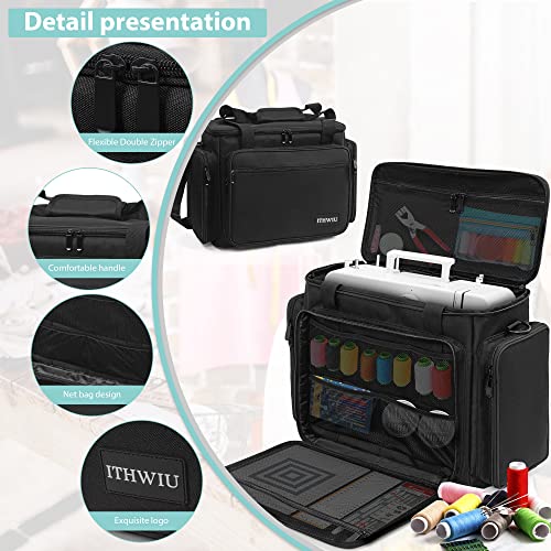 Image of Sewing Machine Carrying Case with Multiple Storage Pockets Large Capacity, Universal Tote Storage Bag Compatible with Most Standard Singer, Brother, Janome