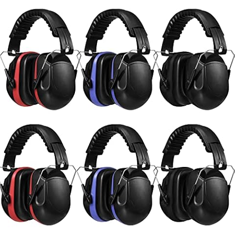Yunsailing 6 Pcs Ear Protection Noise Reduction Headphones Nrr 28db Safety Hearing Ear Muffs Shooting Gun Range Mowing(Red, Black, Blue) Cover