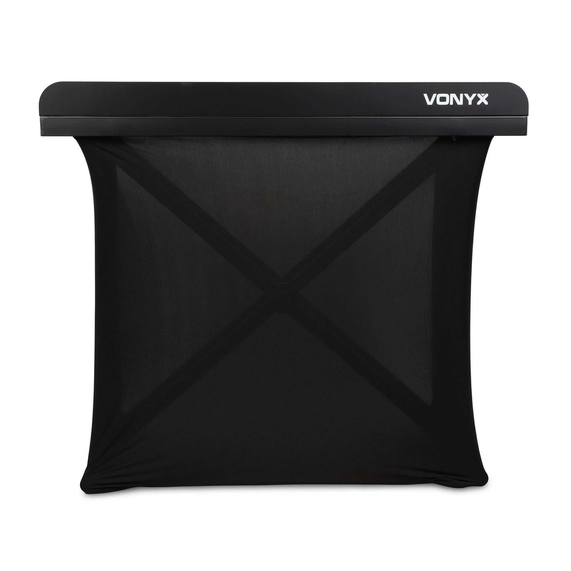 Vonyx DBE100 - Mobiler DJ Tisch, 1 Meter, Höhenverstellbarer Stehtisch, 20kg Belastbar, DJ Pult mit Husse - Stabiler Multifunktionstisch für DJ & Messe – Inkl. Tasche, 100x50cm Schwarz
