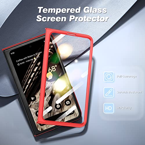 Maxdara For Google Pixel Fold Case With Built-In Kickstand And Screen Protector Pu Leather Shockproof Phone Case For Google Pixel Fold(Red) #TOP3