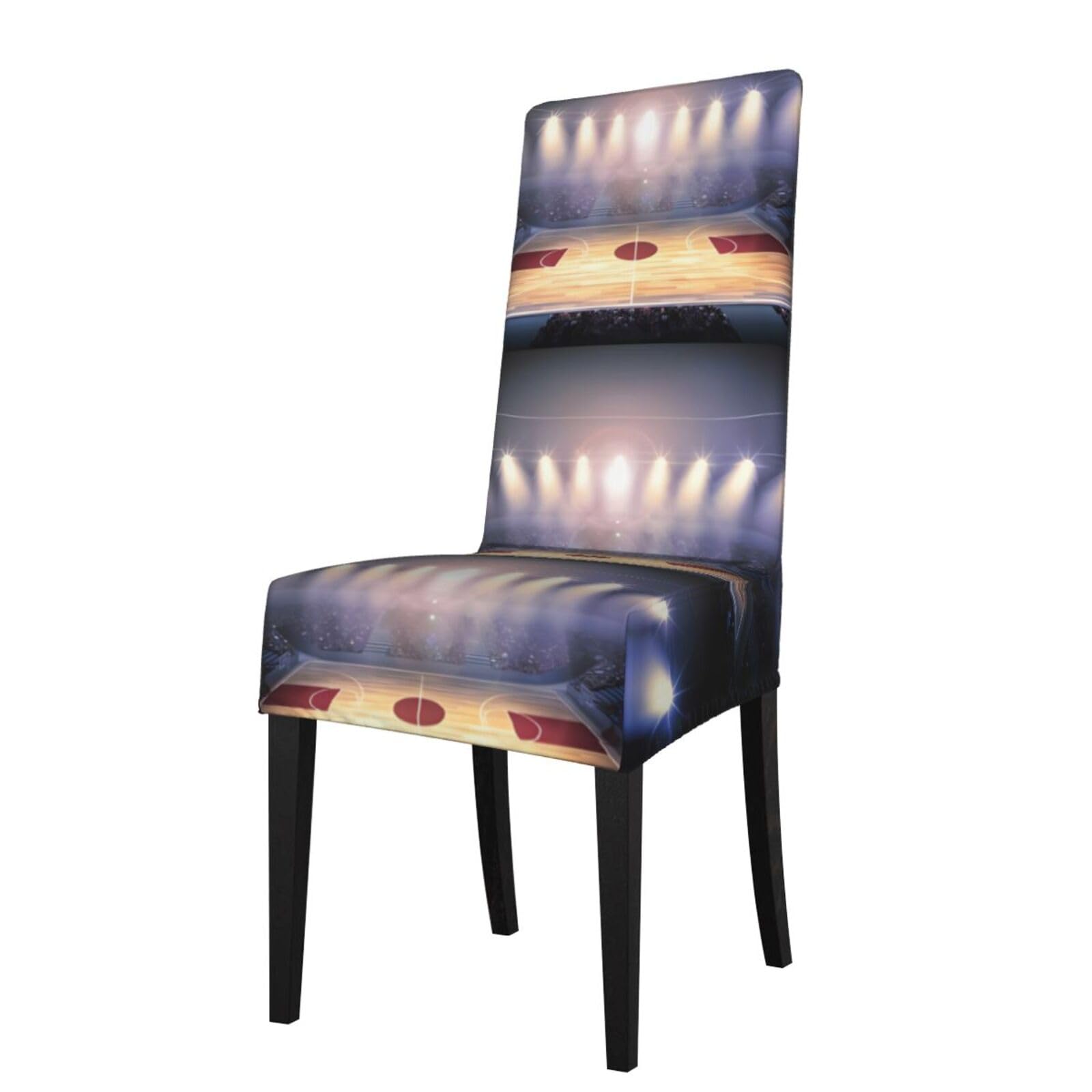 HJFCZH Basketball Arena Prints Dining Chair Throw Covers – Stretchable Polyester-Spandex Fabric for Elegant Home & Event Decor - Universal Fit & Easy Care