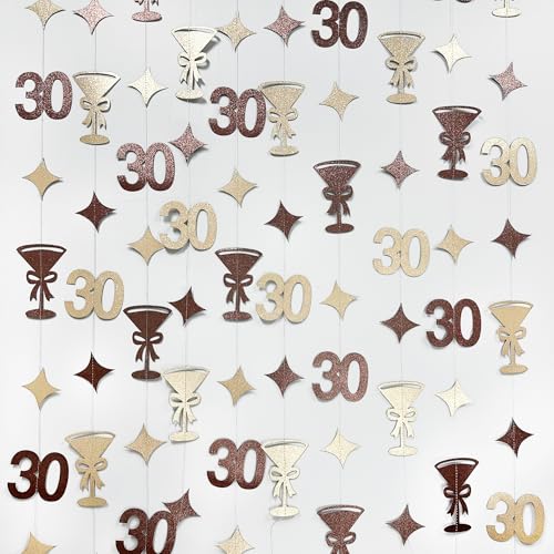 Image of Champagne Gold Brown 30th Birthday Decorations Espresso Martini Garland Streamer Banner Decor for Women A Tini Bit Older Martini Birthday Cheers to 30 Years Happy 30th Anniversary Bar Party Supplies