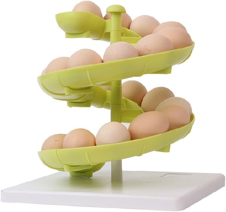 YIXIN Plastic Egg Run Basket Egg Dispenser Holder for Medium to Large Eggs with Base Green