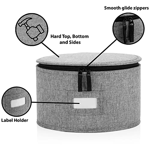 China Storage Case For Bowls Or Dessert Plates - 8.5" W X 6" H - Includes 12 Felt Dividers - Hard Shell And Stackable With Fully Padded Interior #TOP2