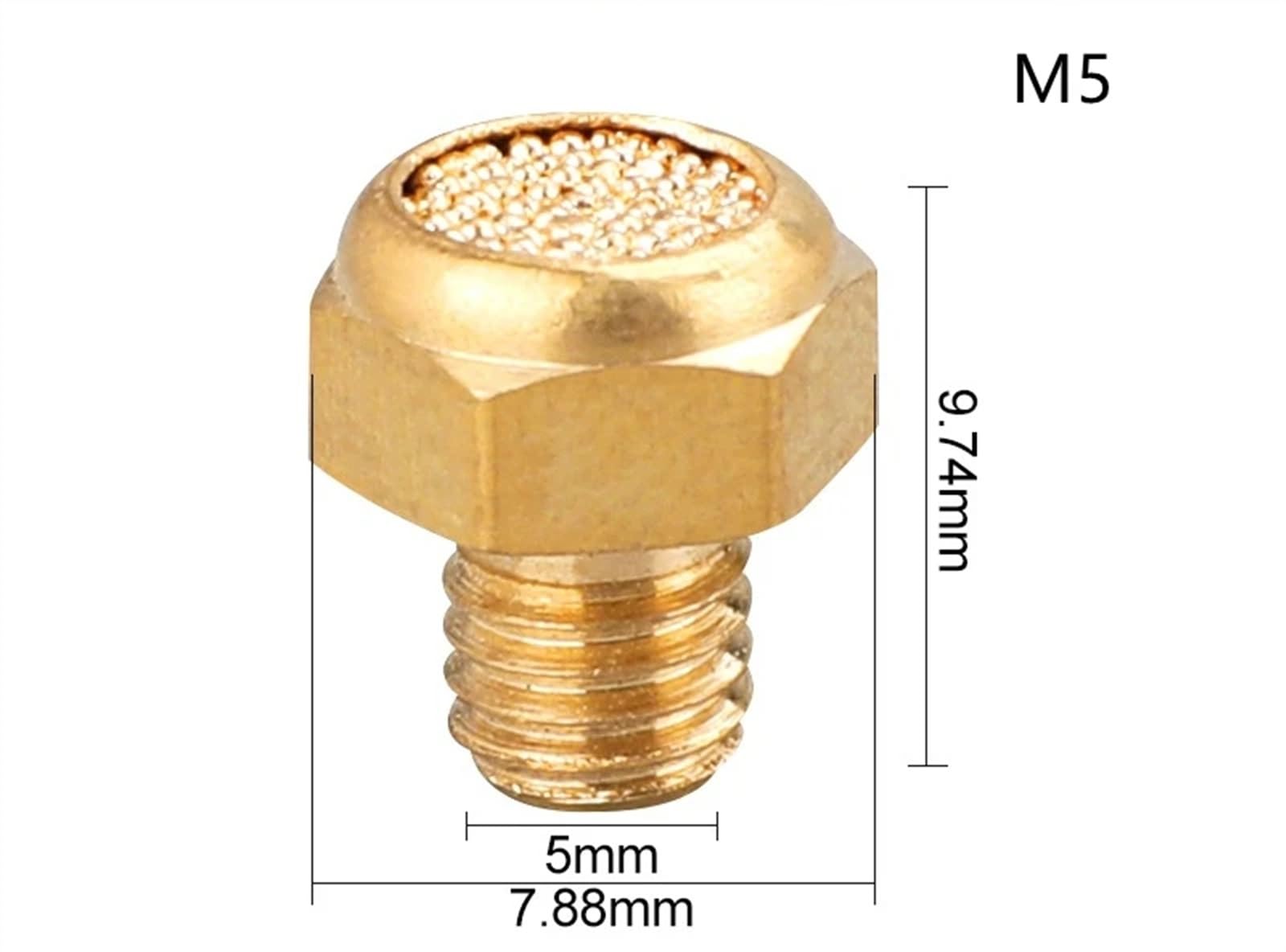 Silencieux pneumatiques，Muffler ，Silencieux Silencieux d'échappement pneumatique en laiton, raccord de réduction de filtre antibruit, silencieux plat/long en cuivre(BSLM-M5,Half copper iron)