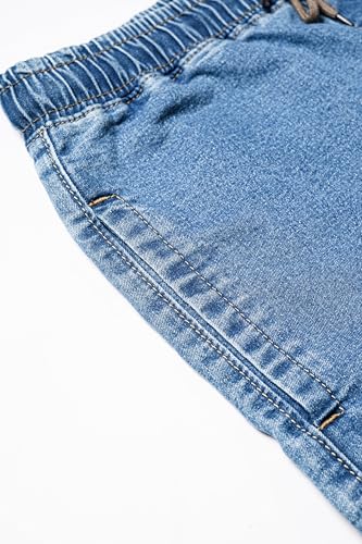 Image of Men's Comfort Fit Denim Lycra Joggers Jeans Stretchable High Rise Relaxed Fit Available in Dark Blue Navy Blue Light Blue Full Length Soft Fabric Machine Wash
