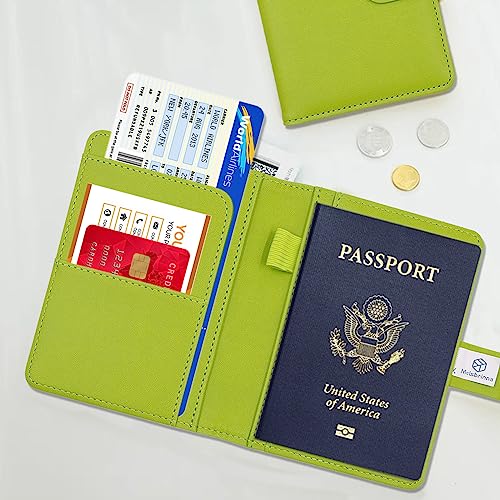 Image of Melsbrinna Premium Leather Passport Holder Covers Case, Waterproof Rfid Blocking Travel Wallet Passport Holder with Pen Holder, Cute Passport Book for Women /Men