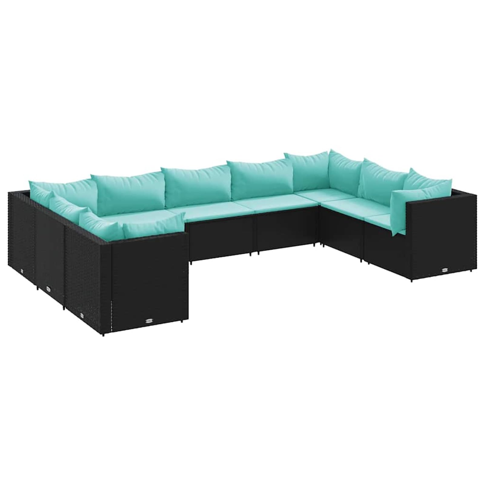 Homgoday Set Salotto da Giardino con Cuscini 9pz Nero in Polyrattan