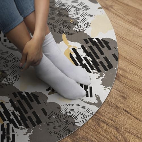 Tapis vinyle ø110 cm PVC interieur durable et elegant rond maison deco - 5