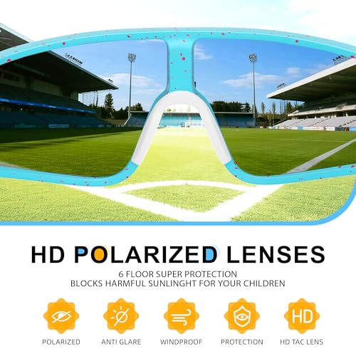 Image of Kids Polarized Sunglasses Youth Baseball Sun Glasses for Boys Girls | UV Protection,Toddler Softball Glasses, Gifts for Cycling,Running,Fishing,Hiking,Sports Stuff Beach Accessories for 3-12 Teen